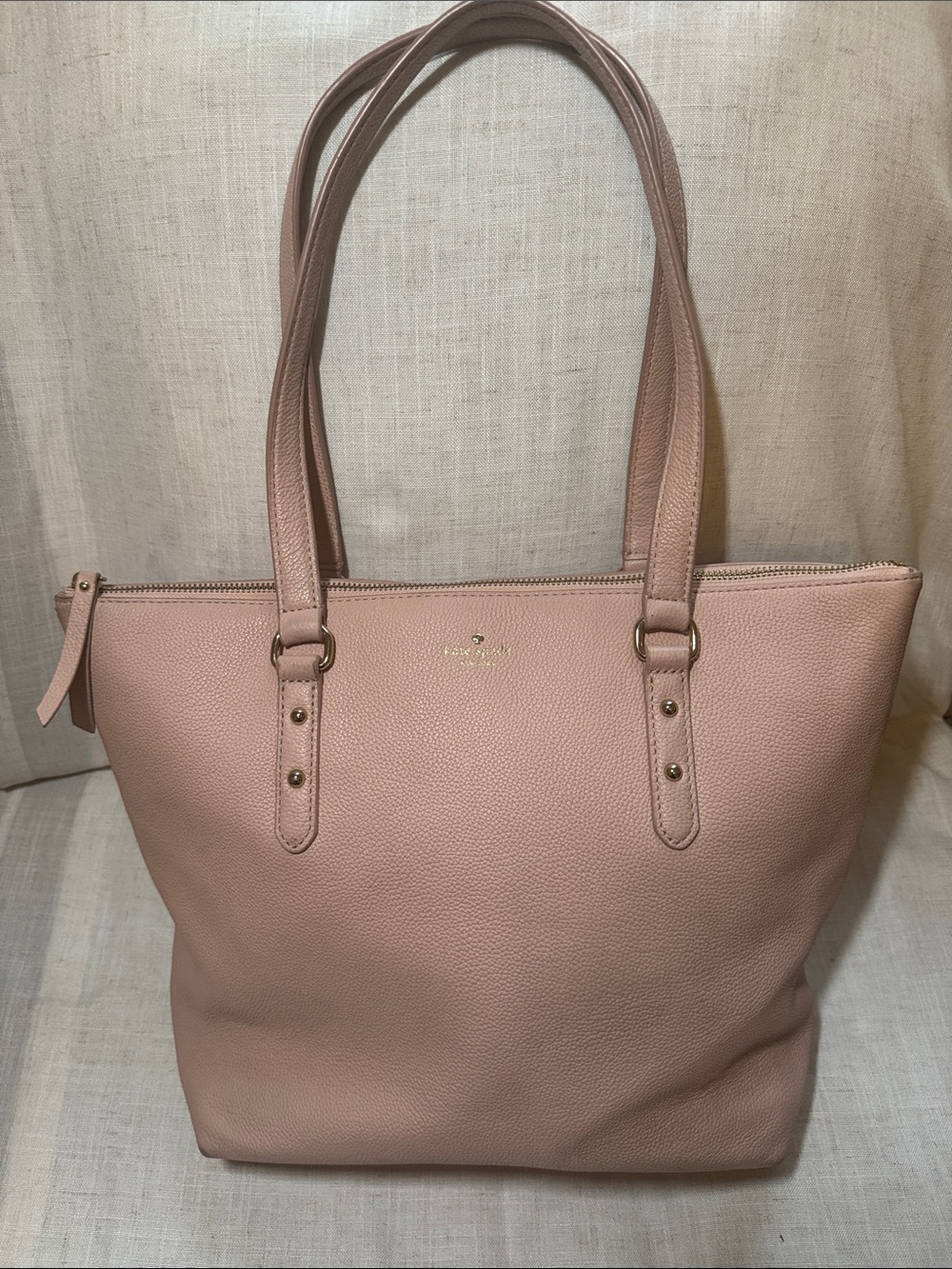 kate spade Pebbled Leather Tote in Dusty Pink